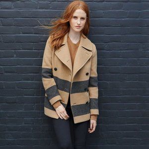 Rag & Bone New York Skye Stripe Camel Peacoat Jacket ( 00 / XS )